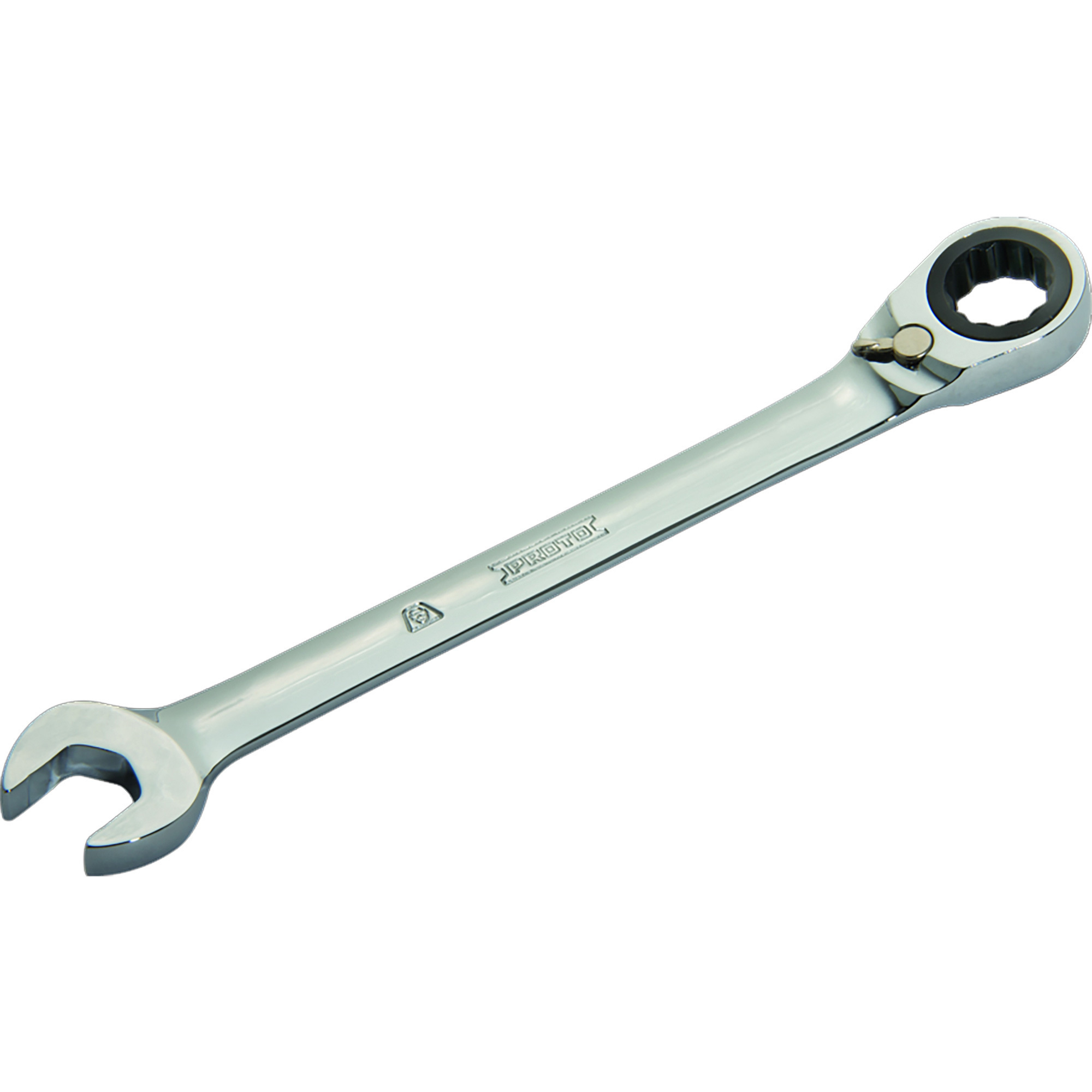 Proto 5/8in. Full Polish Combination Reversible Ratcheting Wrench, 12-Point, Model# JSCV20T